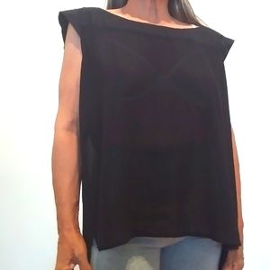 See-through boat neck long top